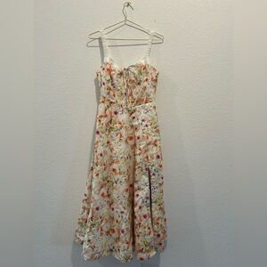 ASTR The Label Juliette Floral Corset Midi Dress orange green multicolor